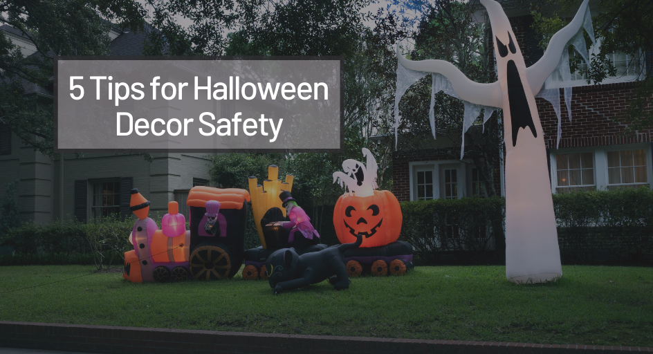 image of outdoor halloween decorations in a home's yard